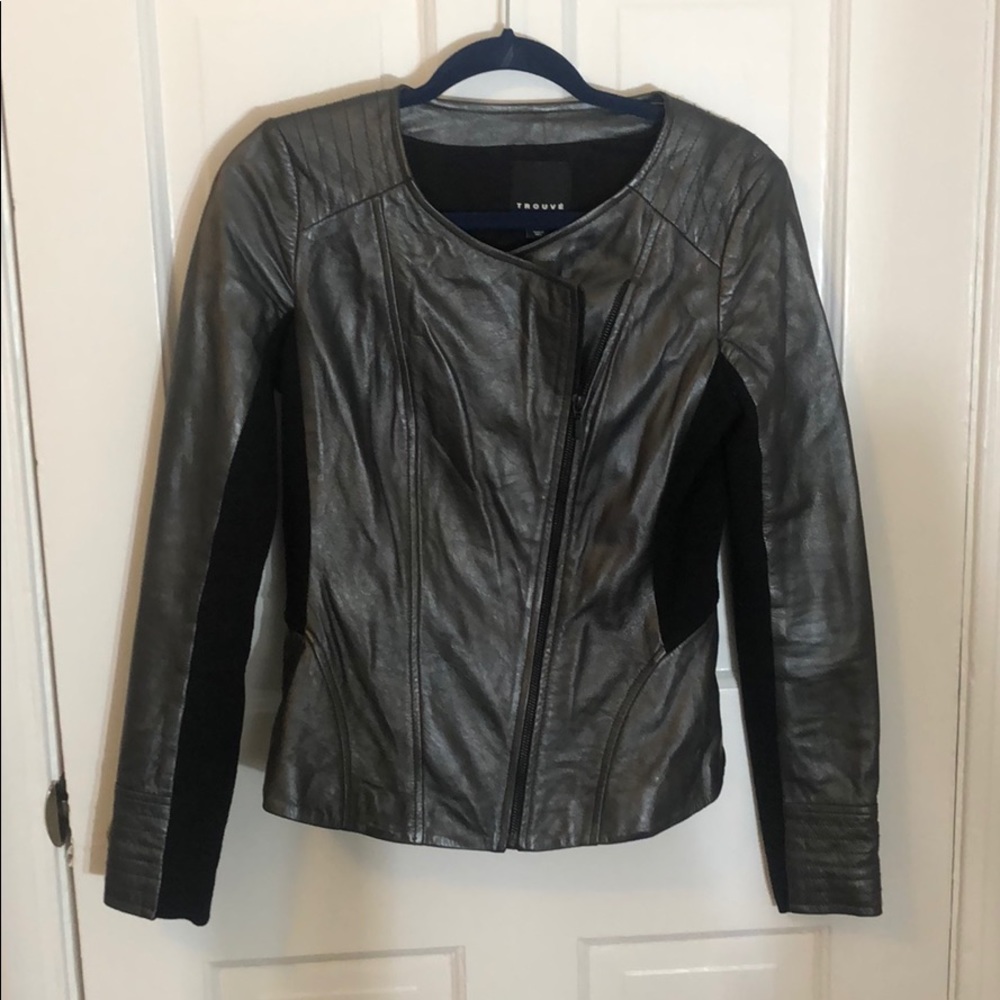 Trouve Metallic Leather Jacket
